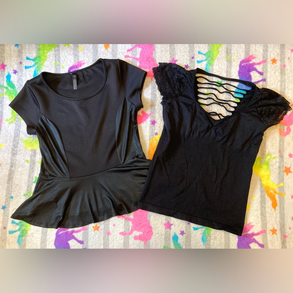 🐈‍⬛ Bundle! 2 Short Sleeved Goth Shirts, Size Medium